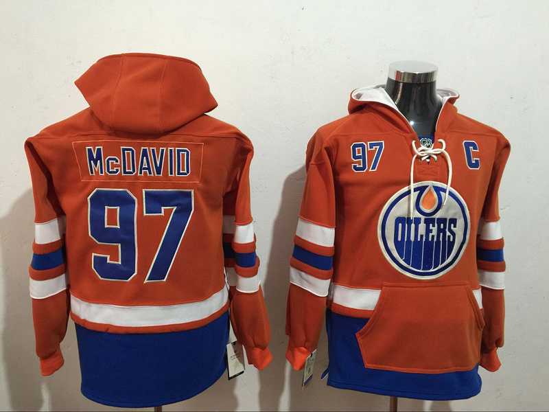 Edmonton Oilers #97 Connor McDavid Orange All Stitched Hooded Sweatshirt,We sell and wholesale Edmonton Oilers #97 Connor McDavid Orange All Stitched Hooded Sweatshirt on line form chian!